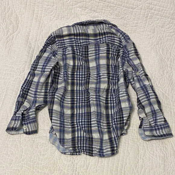 GAP Kids Plaid Button-Down Shirt - Blue and White - Picture 3 of 3